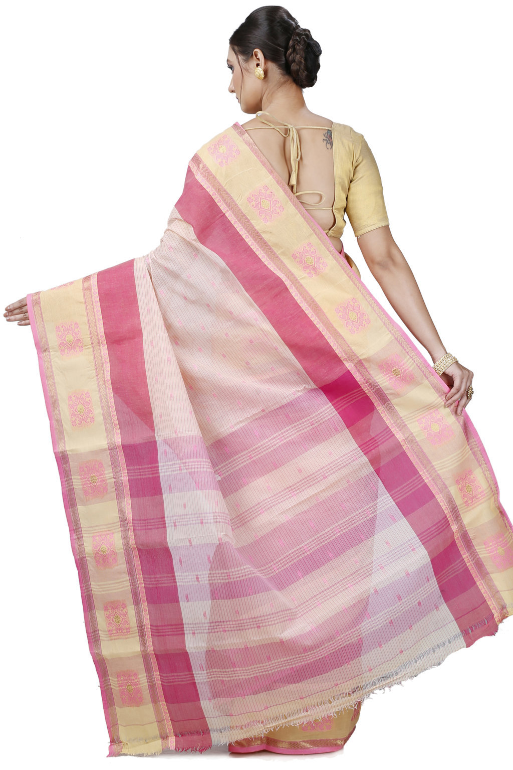 Red Pure Cotton Uma Tant Saree (1143)
